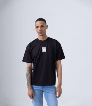 T-SHIRT ΜΑΥΡΟ ΒΑΜΒΑΚΕΡΟ ΜΕ ΔΙΑΚΡΙΤΙΚΟ LOGO