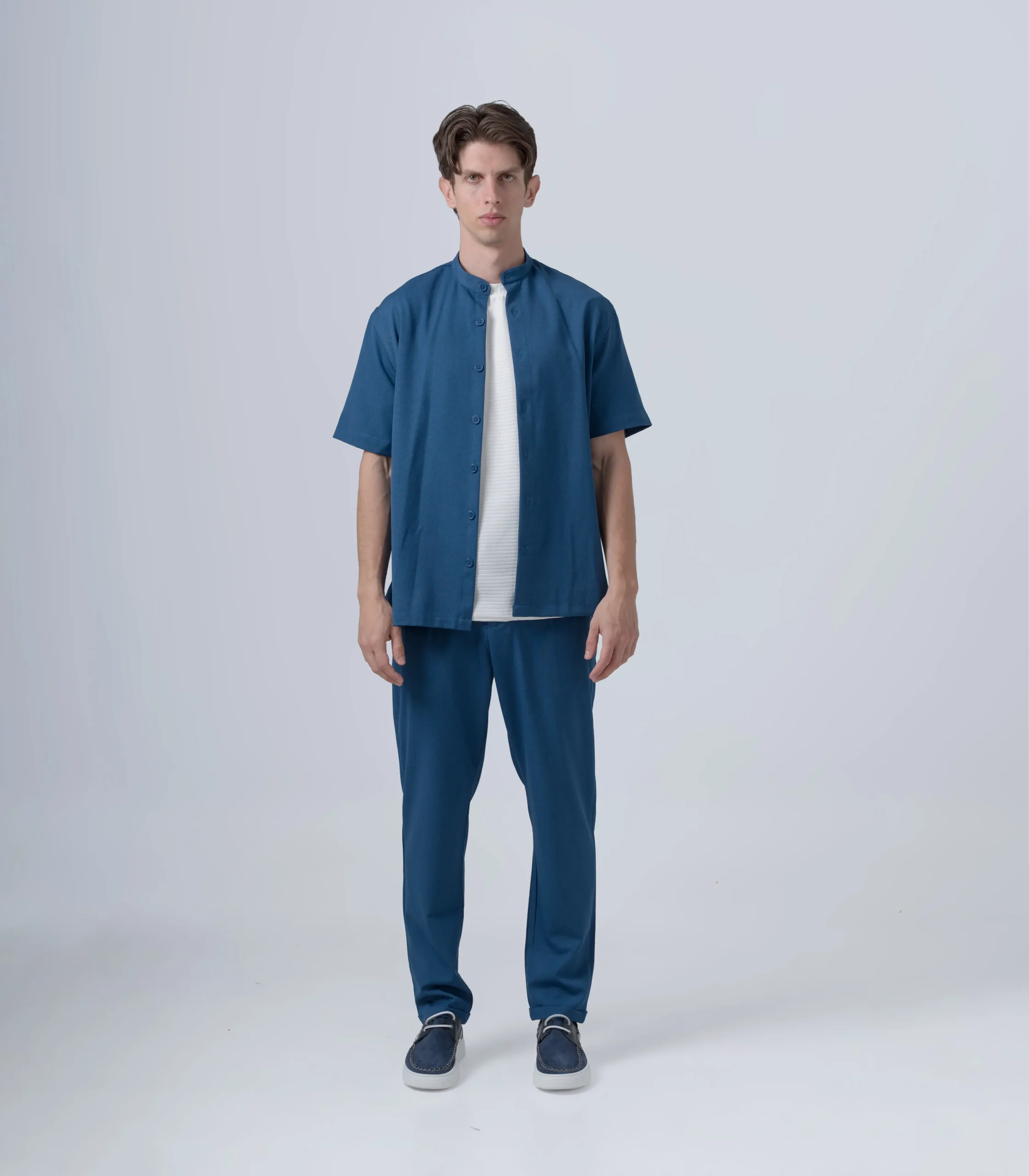 DSC00183 copy 2 ΑΝΔΡΙΚΟ ΥΦΑΣΜΑΤΙΝΟ ΣΕΤ ΜΕ MAO OVERSHIRT & ΠΑΝΤΕΛΟΝΙ ΜΕ ΛΑΣΤΙΧΟ & ΚΟΡΔΟΝΙ –ΜΠΛΕ