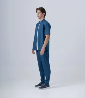 ΑΝΔΡΙΚΟ ΥΦΑΣΜΑΤΙΝΟ ΣΕΤ ΜΕ MAO OVERSHIRT & ΠΑΝΤΕΛΟΝΙ ΜΕ ΛΑΣΤΙΧΟ & ΚΟΡΔΟΝΙ –ΜΠΛΕ