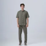 ΑΝΔΡΙΚΟ ΥΦΑΣΜΑΤΙΝΟ ΣΕΤ ΜΕ MAO OVERSHIRT & ΠΑΝΤΕΛΟΝΙ ΜΕ ΛΑΣΤΙΧΟ & ΚΟΡΔΟΝΙ –ΧΑΚΙ