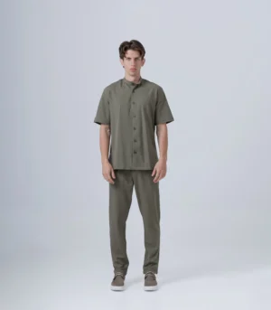 ΑΝΔΡΙΚΟ ΥΦΑΣΜΑΤΙΝΟ ΣΕΤ ΜΕ MAO OVERSHIRT & ΠΑΝΤΕΛΟΝΙ ΜΕ ΛΑΣΤΙΧΟ & ΚΟΡΔΟΝΙ –ΧΑΚΙ