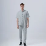 ΑΝΔΡΙΚΟ ΥΦΑΣΜΑΤΙΝΟ ΣΕΤ ΜΕ MAO OVERSHIRT & ΠΑΝΤΕΛΟΝΙ ΜΕ ΛΑΣΤΙΧΟ & ΚΟΡΔΟΝΙ –ΓΚΡΙ