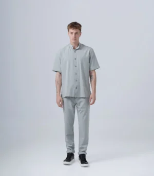 ΑΝΔΡΙΚΟ ΥΦΑΣΜΑΤΙΝΟ ΣΕΤ ΜΕ MAO OVERSHIRT & ΠΑΝΤΕΛΟΝΙ ΜΕ ΛΑΣΤΙΧΟ & ΚΟΡΔΟΝΙ –ΓΚΡΙ