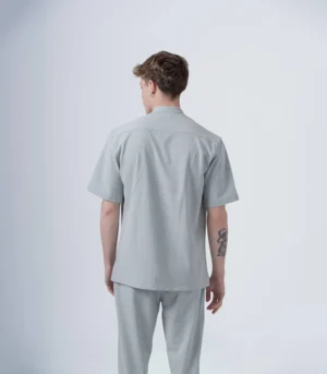Ανδρικό overshirt μαο γκρί με κοντό μανίκι
