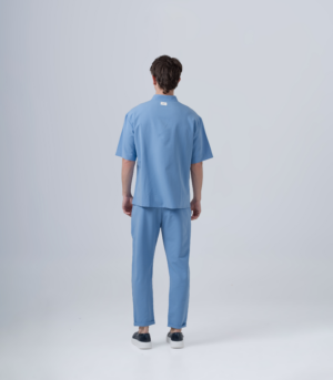 ΑΝΔΡΙΚΟ ΓΑΛΑΖΙΟ ΥΦΑΣΜΑΤΙΝΟ ΣΕΤ ΜΕ ΜΑΟ OVERSHIRT & ΠΑΝΤΕΛΟΝΙ ΜΕ ΛΑΣΤΙΧΟ - Image 4