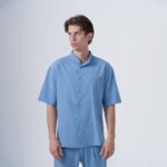 ΑΝΔΡΙΚΟ OVERSHIRT ΓΑΛΑΖΙΟ ΜΕ MAO ΓΙΑΚΑ ΚΑΙ ΚΟΝΤΟ ΜΑΝΙΚΙ
