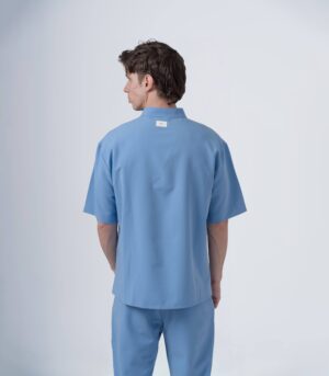ΑΝΔΡΙΚΟ OVERSHIRT ΓΑΛΑΖΙΟ ΜΕ MAO ΓΙΑΚΑ ΚΑΙ ΚΟΝΤΟ ΜΑΝΙΚΙ - Image 2