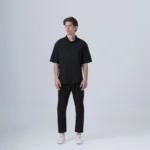 ΑΝΔΡΙΚΟ ΜΑΥΡΟ ΥΦΑΣΜΑΤΙΝΟ ΣΕΤ ΜΕ ΜΑΟ OVERSHIRT & ΠΑΝΤΕΛΟΝΙ ΜΕ ΛΑΣΤΙΧΟ