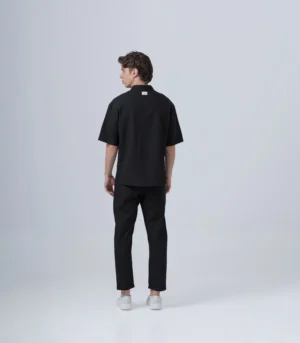 ΑΝΔΡΙΚΟ ΜΑΥΡΟ ΥΦΑΣΜΑΤΙΝΟ ΣΕΤ ΜΕ ΜΑΟ OVERSHIRT & ΠΑΝΤΕΛΟΝΙ ΜΕ ΛΑΣΤΙΧΟ