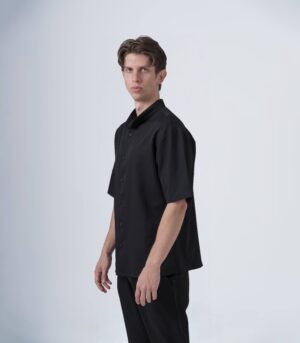 ΑΝΔΡΙΚΟ OVERSHIRT ΜΑΥΡΟ ΜΕ MAO ΓΙΑΚΑ ΚΑΙ ΚΟΝΤΟ ΜΑΝΙΚΙ - Image 3
