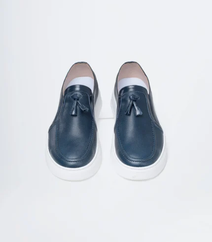 ανδρικα δερμάτινα loafers tasel μπλέ