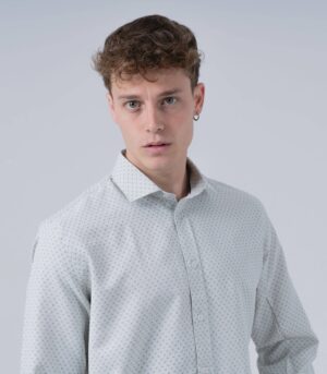 ΑΝΔΡΙΚΟ ΠΟΥΚΑΜΙΣΟ OFF WHITE ΜΕ ΜΟΤΙΒΟ - Image 4
