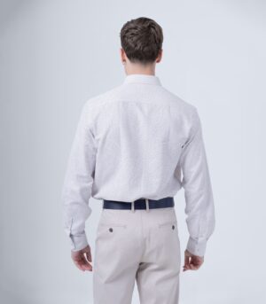 ΒΑΜΒΑΚΕΡΟ ΛΕΥΚΟ ΠΟΥΚΑΜΙΣΟ ΜΕ ΜΟΤΙΒΟ-REGULAR FIT - Image 3