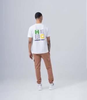 ΑΝΔΡΙΚΟ ΛΕΥΚΟ T-SHIRT HERC ΒΑΜΒΑΚΕΡΟ ΜΕ ΣΤΑΜΠΑ ΣΤΗΝ ΠΛΑΤΗ - Image 5