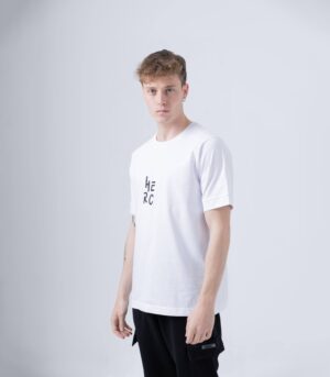 Ανδρικό λευκό βαμβακερό t-shirt με τύπωμα HERC.