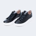 Ανδρικο δερμάτινο μαύρο sneaker