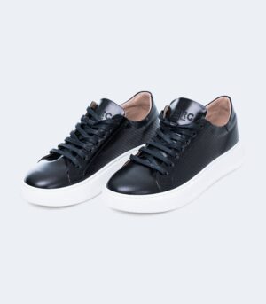 Ανδρικο δερμάτινο μαύρο sneaker