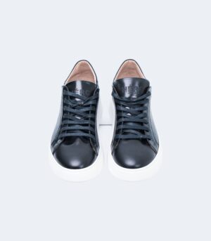 Ανδρικο δερμάτινο μαύρο sneaker