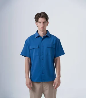 ΠΟΥΚΑΜΙΣΟ OVERSHIRT ΜΠΛΕ ΚΟΝΤΟ ΜΑΝΙΚΙ