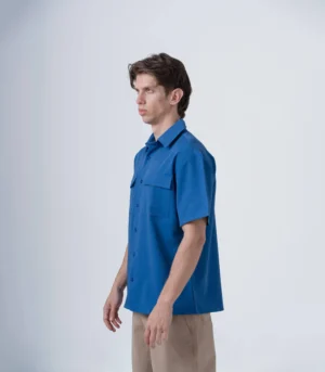 ΠΟΥΚΑΜΙΣΟ OVERSHIRT ΜΠΛΕ ΚΟΝΤΟ ΜΑΝΙΚΙ - Image 3