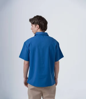 ΠΟΥΚΑΜΙΣΟ OVERSHIRT ΜΠΛΕ ΚΟΝΤΟ ΜΑΝΙΚΙ - Image 4