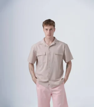 ΠΟΥΚΑΜΙΣΟ OVERSHIRT ΜΠΕΖ ΚΟΝΤΟ ΜΑΝΙΚΙ