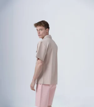 ΠΟΥΚΑΜΙΣΟ OVERSHIRT ΜΠΕΖ ΚΟΝΤΟ ΜΑΝΙΚΙ - Image 4