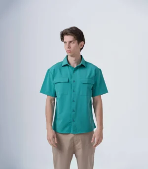 ΠΟΥΚΑΜΙΣΟ OVERSHIRT ΠΡΑΣΙΝΟ ΚΟΝΤΟ ΜΑΝΙΚΙ - Image 2