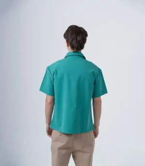 ΠΟΥΚΑΜΙΣΟ OVERSHIRT ΠΡΑΣΙΝΟ ΚΟΝΤΟ ΜΑΝΙΚΙ - Image 3