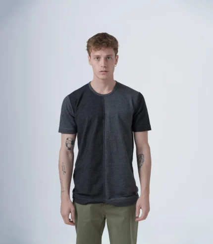 Ανδρικό βαμβακερό t-shirt δίχρωμο γκρί με μαύρο