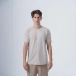 Ανδρικό βαμβακερό t-shirt δίχρωμο μπέζ