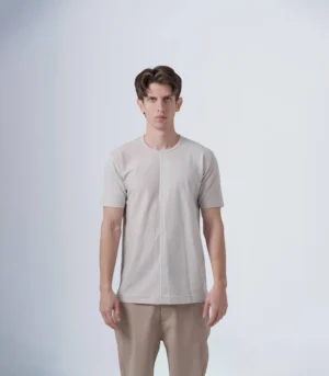 Ανδρικό βαμβακερό t-shirt δίχρωμο μπέζ