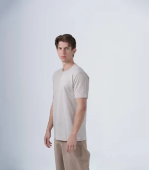 Ανδρικό βαμβακερό t-shirt δίχρωμο μπέζ