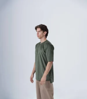 Ανδρικό χακί βελούτε χειμερινό T-shirt