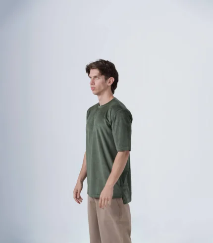 Ανδρικό χακί βελούτε χειμερινό T-shirt