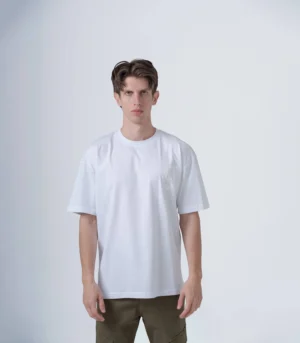 Ανδρικό λευκό oversized T-shirt με τύπωμα