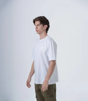 Ανδρικό λευκό oversized T-shirt με τύπωμα