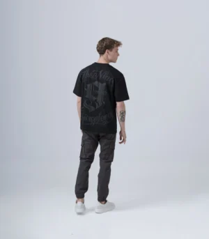Ανδρικό μαύρο oversized T-shirt με τύπωμα
