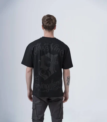 Ανδρικό μαύρο oversized T-shirt με τύπωμα