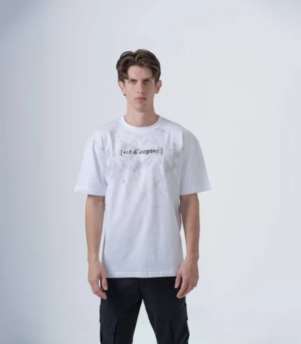 ανδρικο λευκο βαμβακερο t-shirt με στάμπα