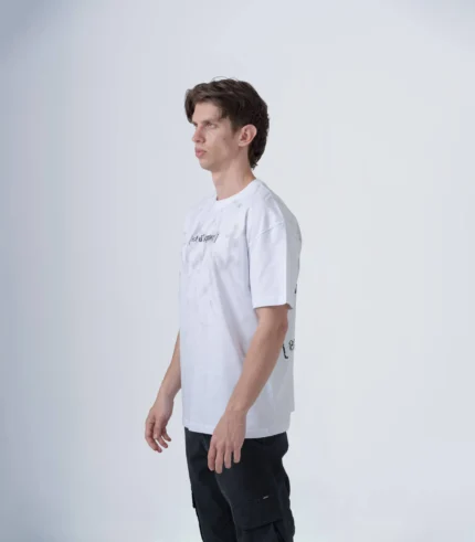 ανδρικο λευκο βαμβακερο t-shirt με στάμπα
