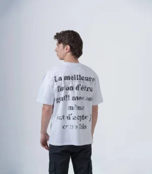 ανδρικο λευκο βαμβακερο t-shirt με στάμπα
