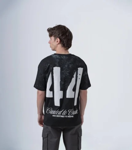 Aνδρικό oversized t-shirt μαύρο με τύπωμα 44