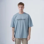 Ανδρικό Σιέλ Oversized T-Shirt με Τύπωμα