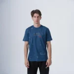 Aνδρικό μπλε βαμβακερό T-shirt μπλέ με graphic τύπωμα.