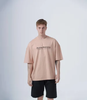 Ανδρικό σομόν oversized t-shirt με τύπωμα