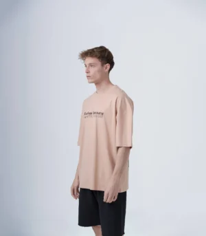 Ανδρικό σομόν oversized t-shirt με τύπωμα