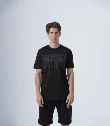 Aνδρικό βαμβακερό t-shirt μαύρο με τύπωμα Forever Unique