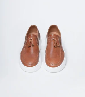 Ανδρικά δερμάτινα loafers tassel ταμπά