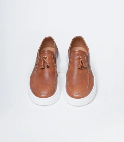 Ανδρικά δερμάτινα loafers tassel ταμπά